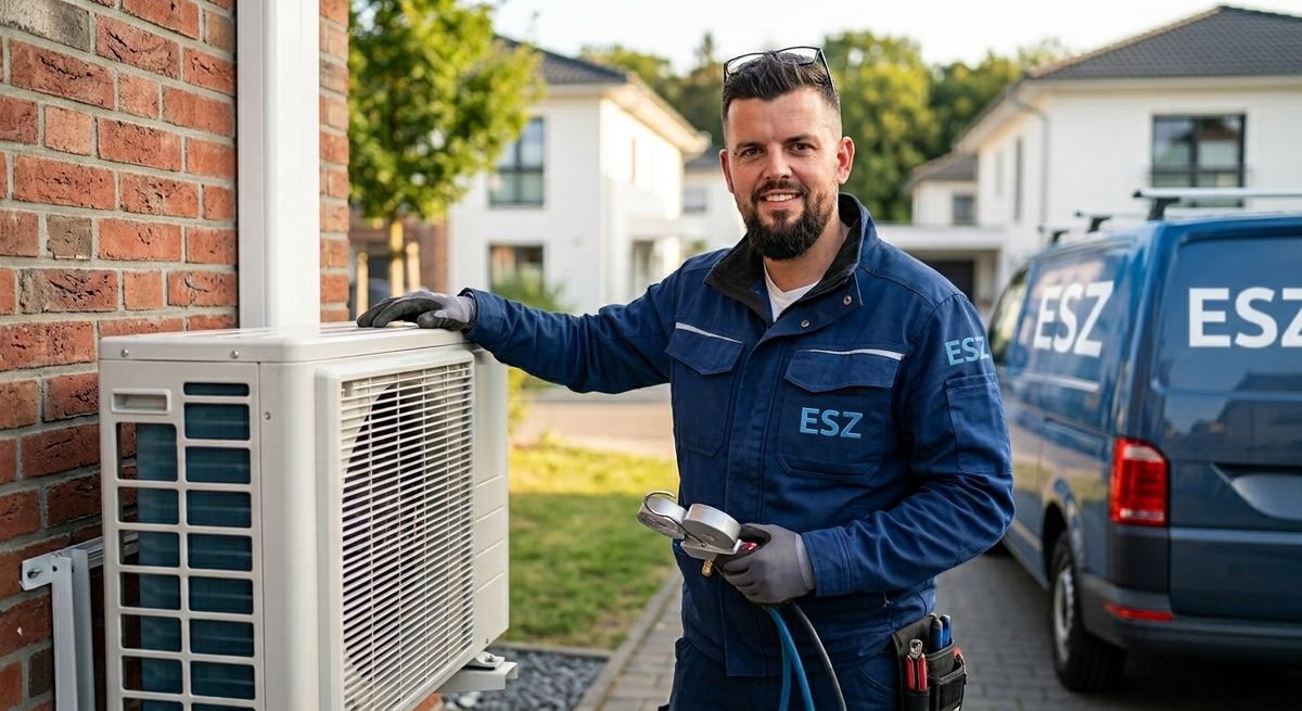 Team der ESZ Gas-Wasser-Heizung GmbH bei der Beratung und Planung einer Klimaanlage